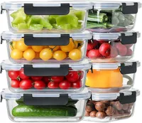 HOMBERKING 8 Pack 36oz Large Glass Meal Prep Containers