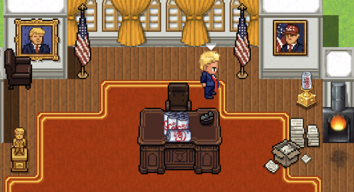 An image from a video game about Donald Trump's Iran War