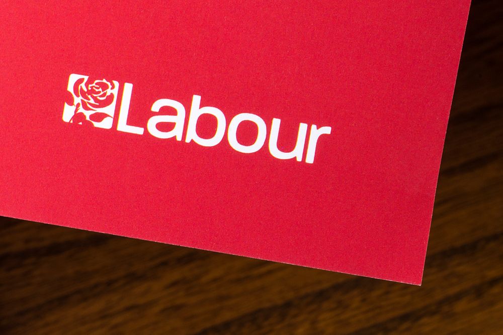 The UK&amp;#039;s Labour Party logo printed on a red envelope