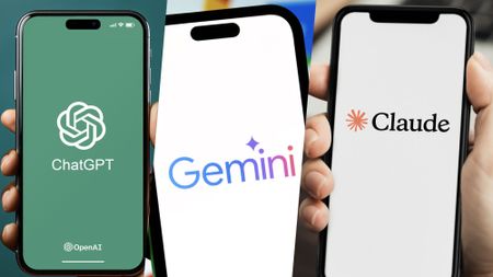 ChatGPT, Gemini and Claude logos on phones