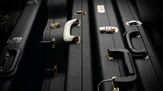 Close up of guitar cases