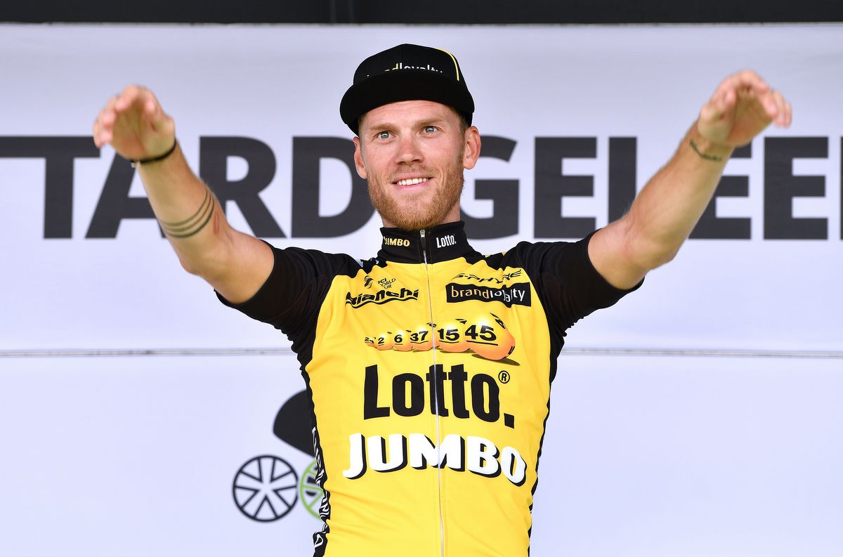 Lars Boom (LottoNL-Jumbo) on the podium as the stage winner