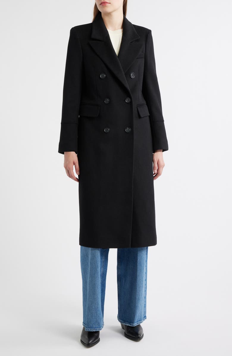 Doubled Breasted Wool Blend Military Coat