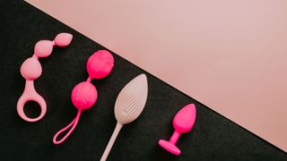 A selection of anal sex toys, an example of how to use sex toys