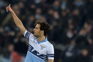 Lazio's Marco Parolo celebrates a goal against AC Milan in January 2015.