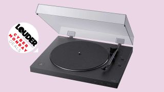 The Sony PSHX500 Turntable on a pink background