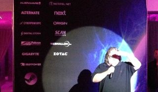 Gabe Newell announcing Steam Machine manufacturers at CES 2014.
