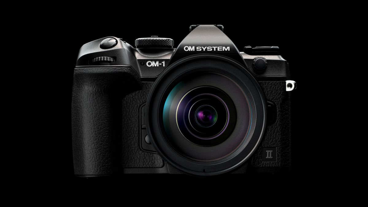 OM System OM-1 Mark II camera against a moody black background