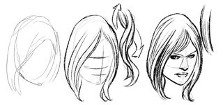 How to draw a face: Sketches of a face with hair