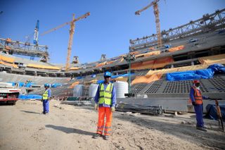The Lusail Stadium in Qatar, pictured during construction, is one of eight new stadiums built to host the 2022 World Cup