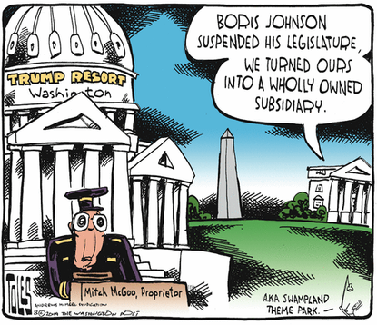 Political Cartoon U.S. Trump Resort Washington Boris Johnson Legislature