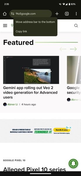 Chrome 135 bottom address bar option