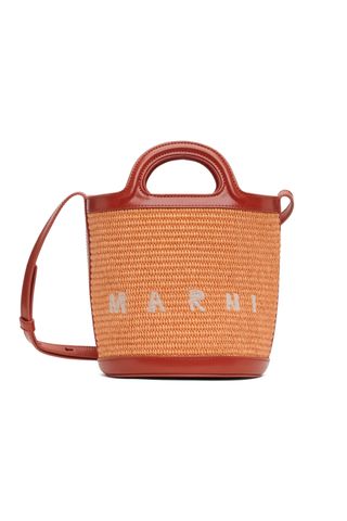 Marni Orange Small Tropicalia Bucket Bag on a white background