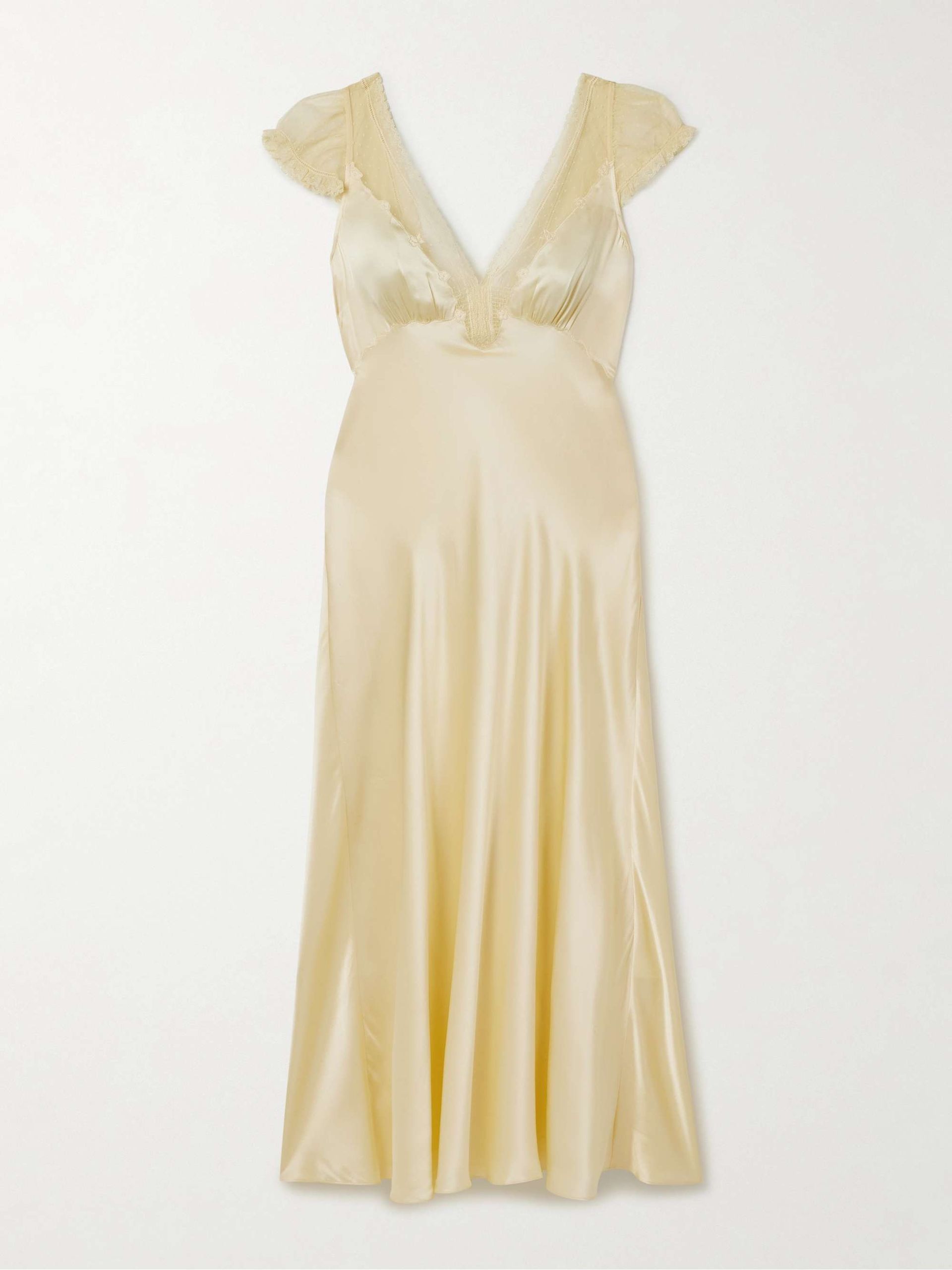 Corelia Tulle-Trimmed Silk-Satin Midi Dress