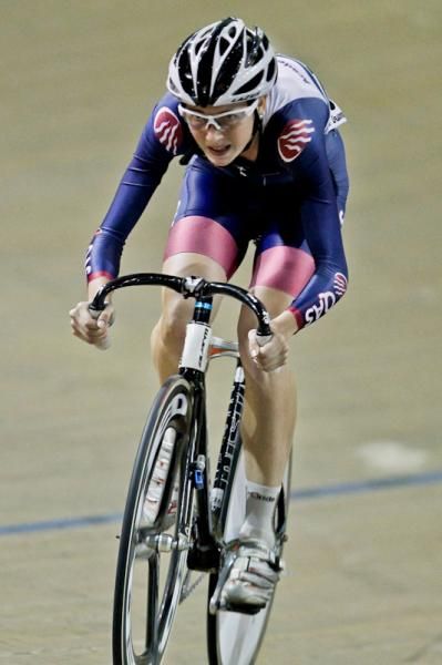 Tayla Jennings on her way to an easy win in the U19 Womens Keirin.