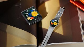 Official lifestyle image of the Samsung Galaxy Watch 6 along with other Samsung products
