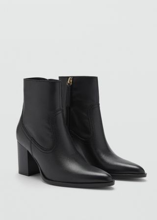 Leather Pointed Ankle Boots - Women | Mango United Kingdom