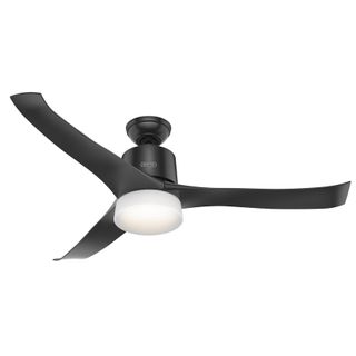 Hunter Symphony ceiling fan with Matte Black finish on a white background.