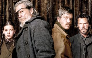 The cast of True Grit: Hailee Steinfeld, Jeff Bridges, Matt Damon and Josh Brolin