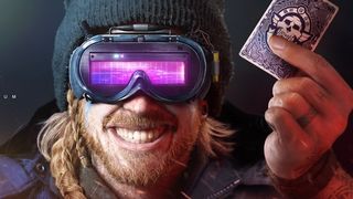 Beyond Good and Evil 2 Character wearing futuristic goggles and holding a playing card
