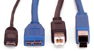 Type B cable ends, including Micro USB, USB, and their USB 3.0 derivatives