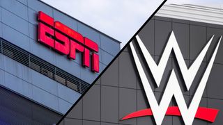ESPN and WWE logos on buildings