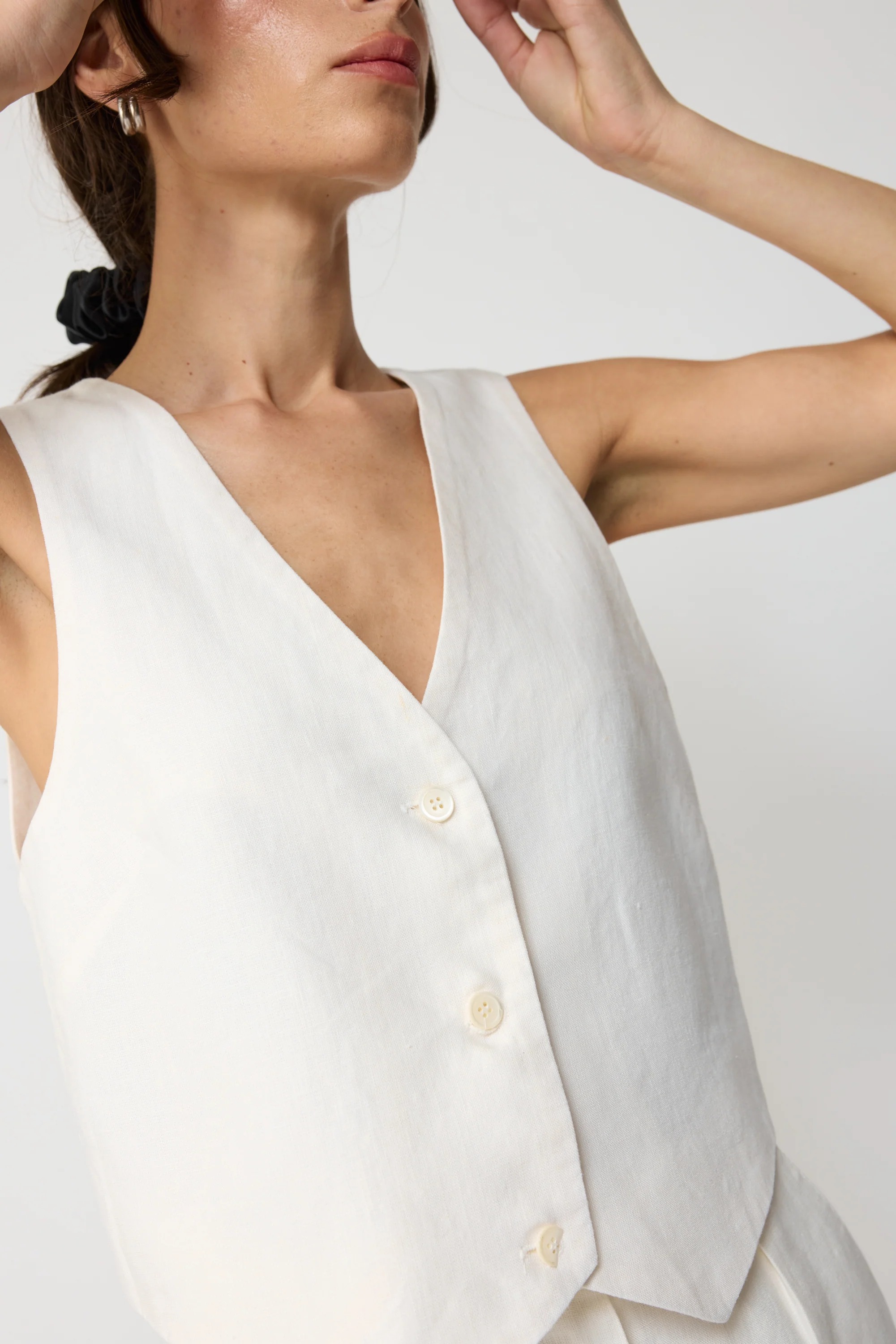 White Linen Vest