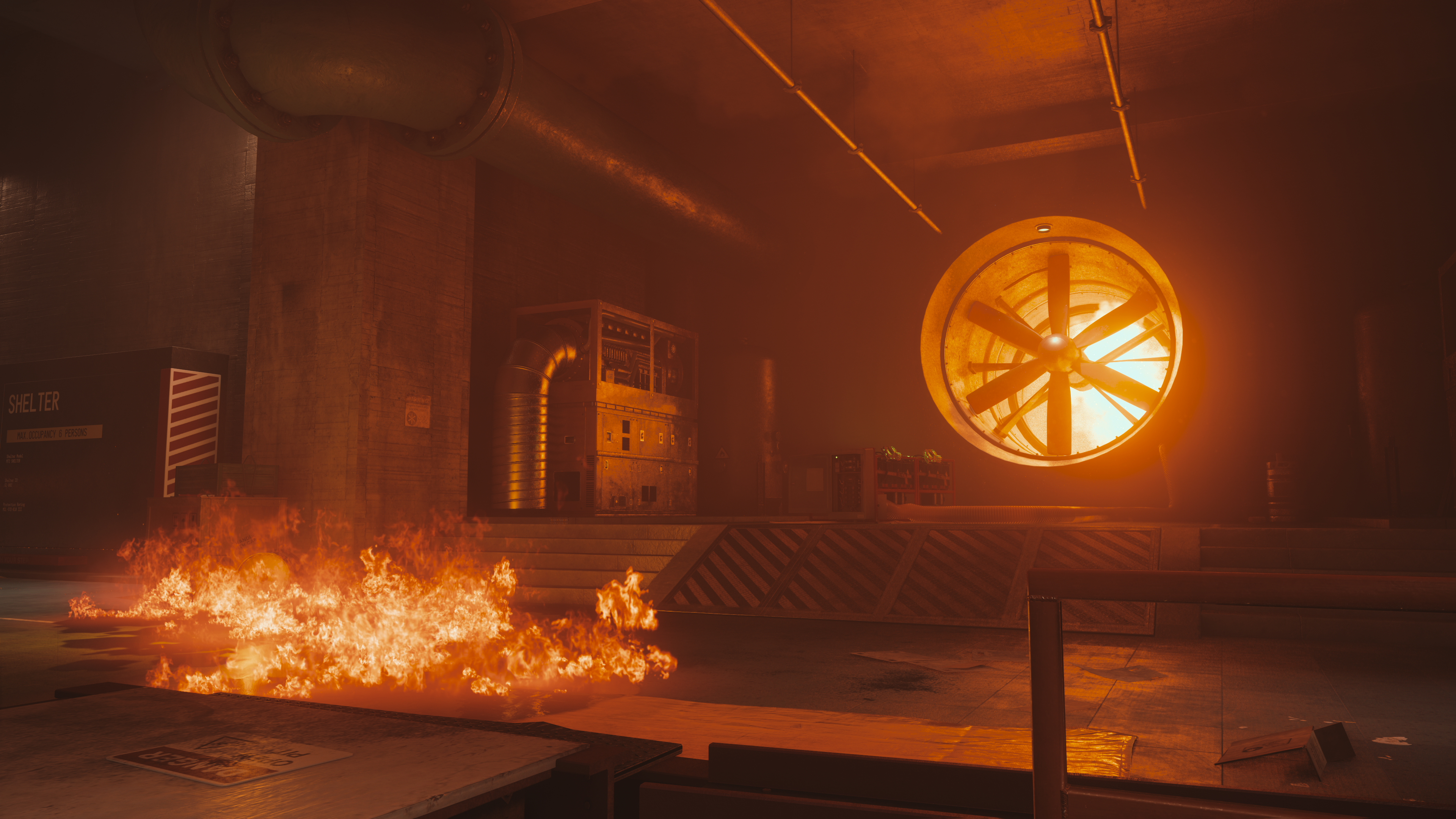 The furnace ventilation area with fires breaking out in FBC: Firebreak.