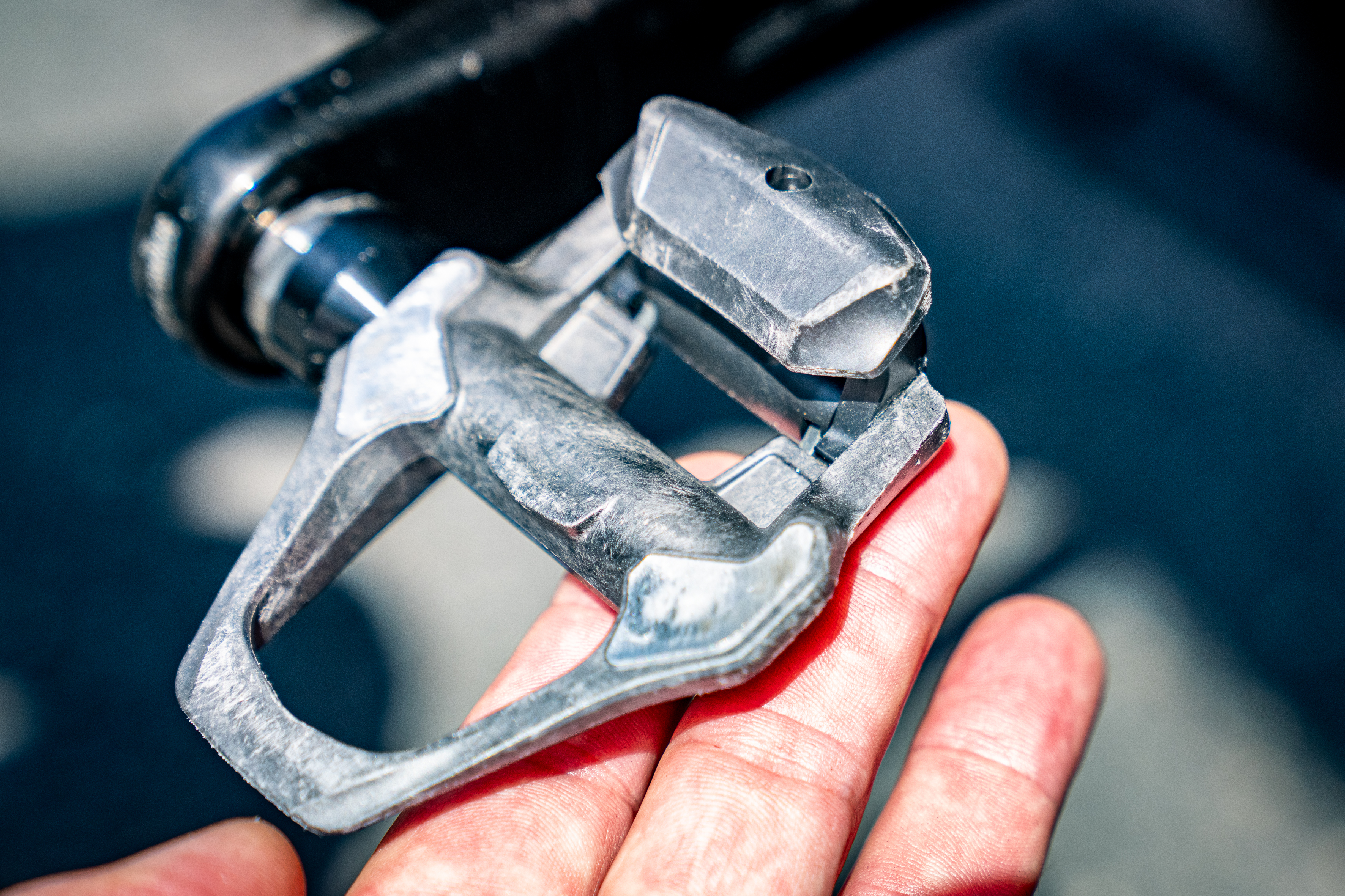 Close up of Shimano prototype pedals at the Tour de France Femmes