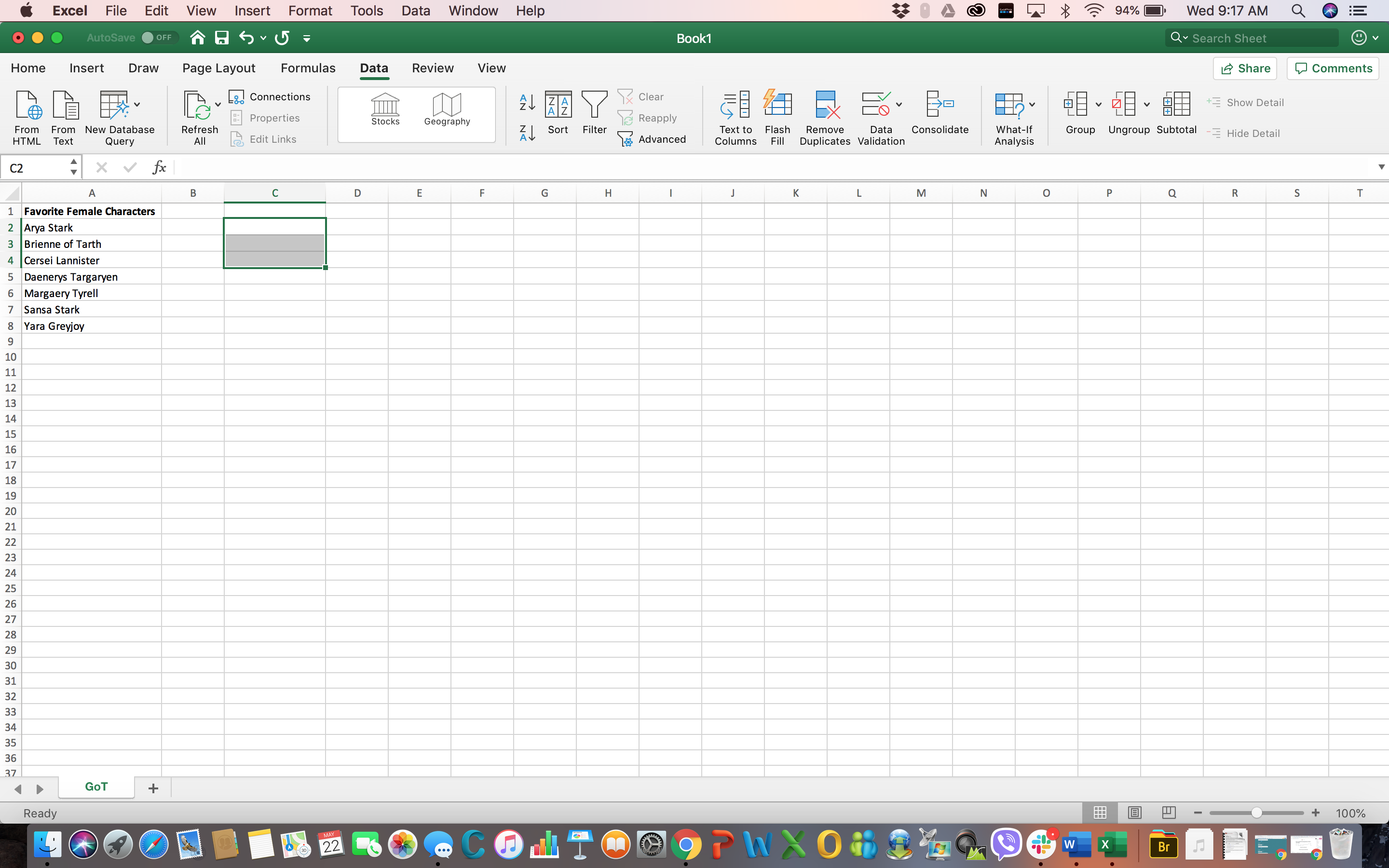 How to create a drop down list in Excel