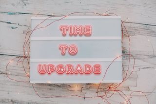 Time to upgrade message in neon light