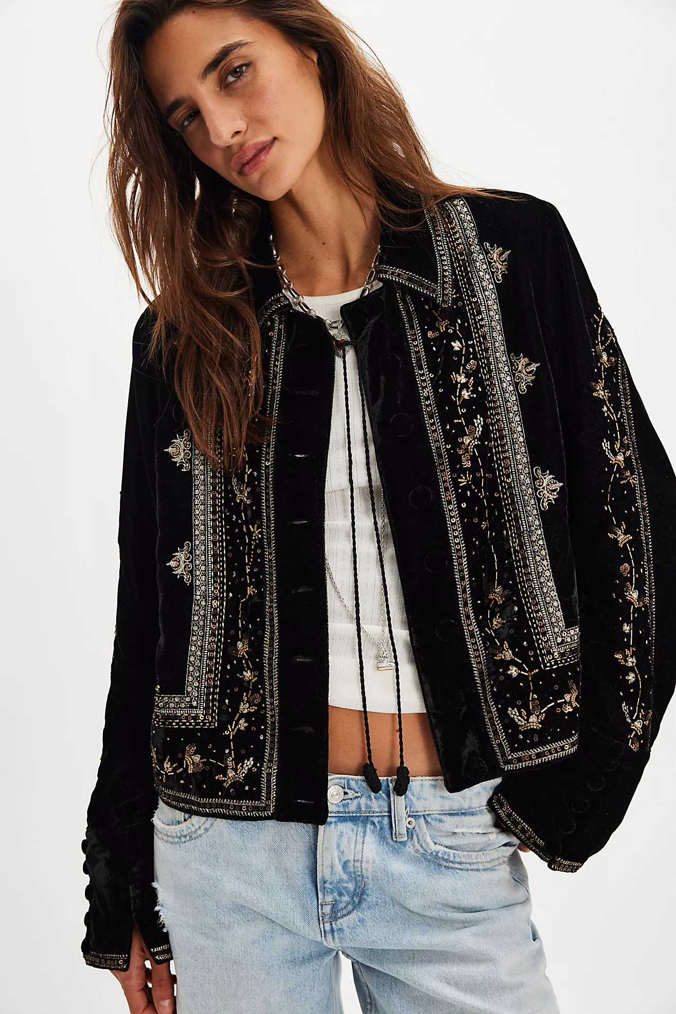 Maxxie Embellished Velvet Jacket