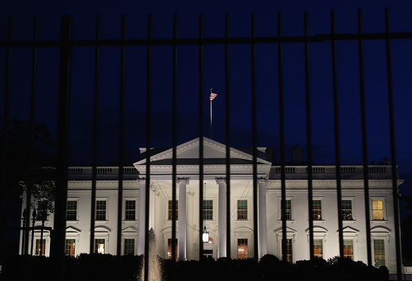 The White House at night.