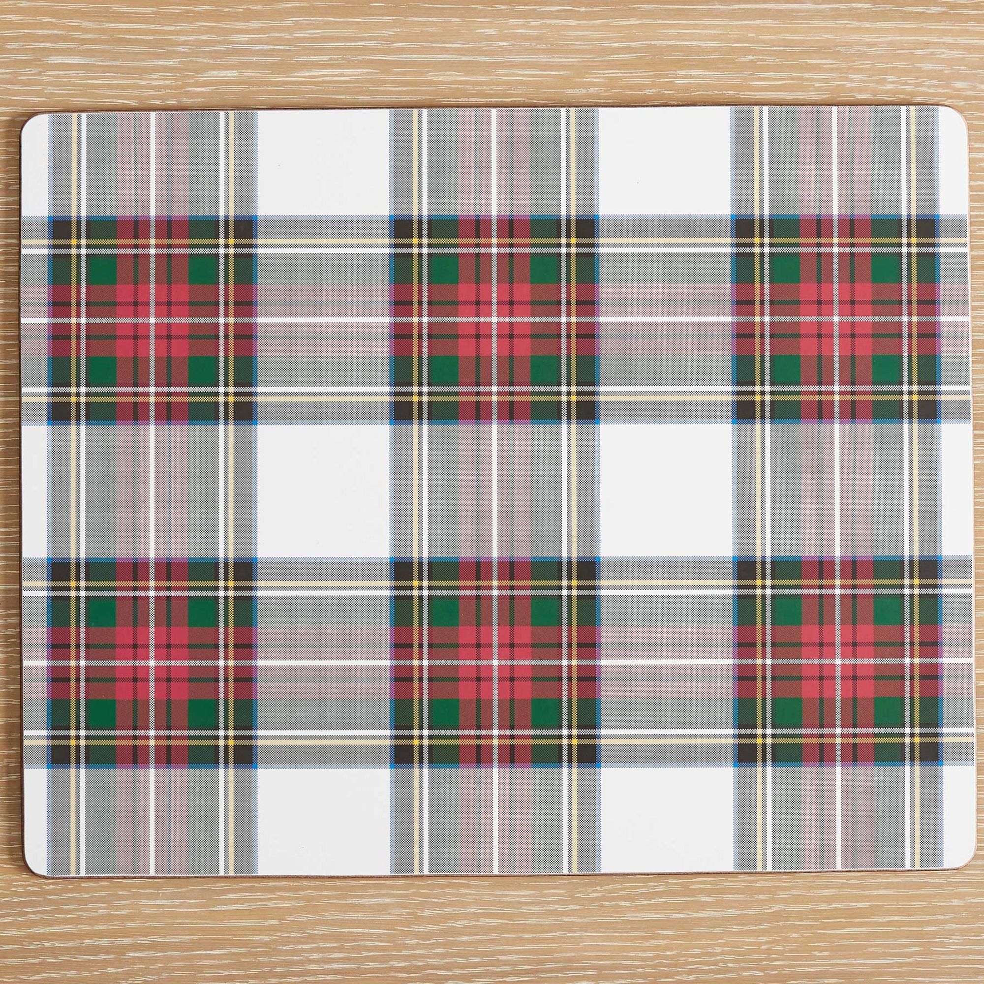 White and red plaid cork placemat
