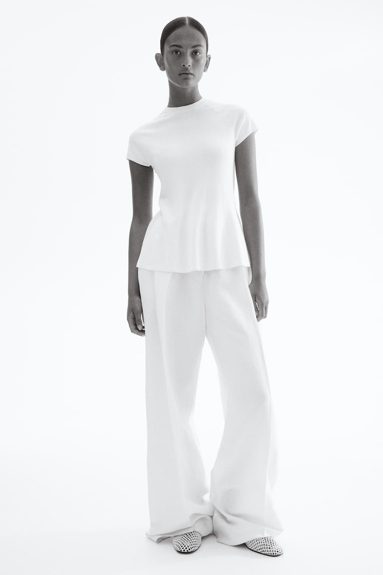 Fine-Knit Peplum Top
