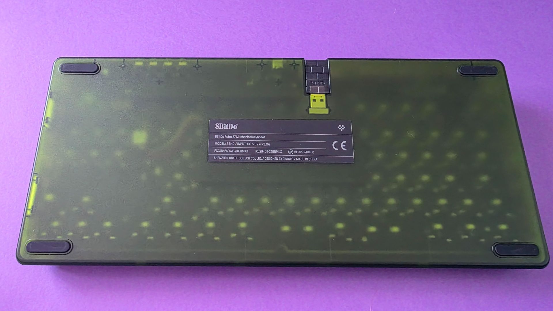Back side of a green keyboard