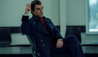 NOS4A2 Zachary Quinto sits crosslegged in a chair