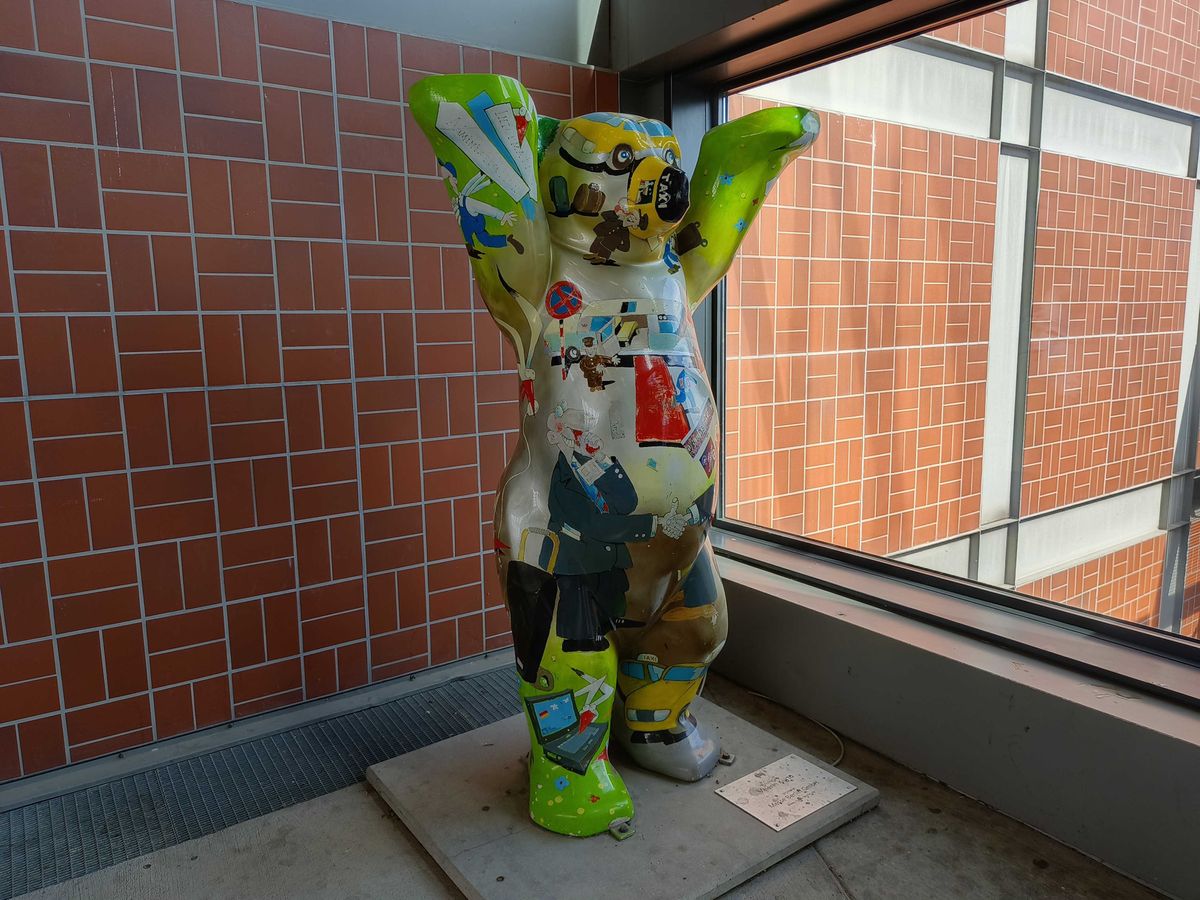 A colorful bear statue