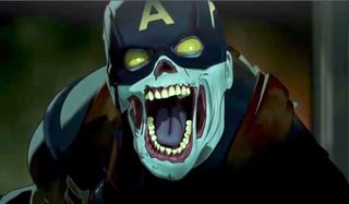 Zombie Captain America snarling in What If...