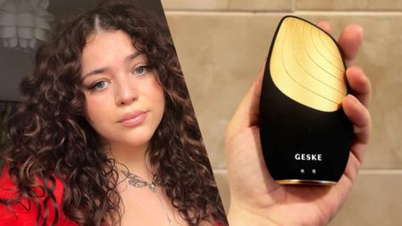 Kaycee Hill next to GESKE Sonic Thermo Facial Brush