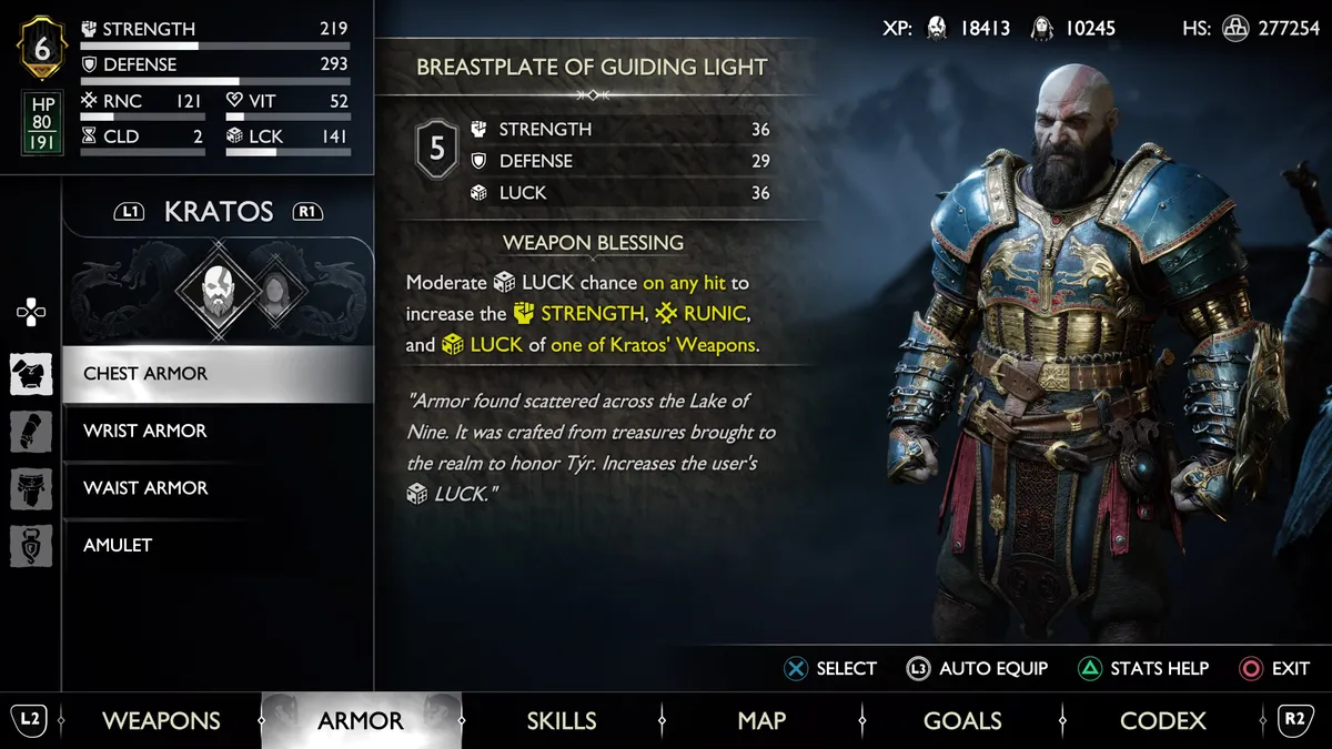 Guiding Light Armor Set from God of War Ragnarok