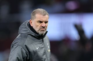 BIRMINGHAM, ENGLAND - FEBRUARY 09: Ange Postecoglou manager / head coach of Tottenham Hotspur after the Emirates FA Cup Fourth Round match between Aston Villa and Tottenham Hotspur at Villa Park on February 09, 2025 in Birmingham, England. (Photo by Catherine Ivill - AMA/Getty Images)