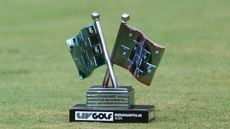 A tee marker at LIV Golf Indianapolis