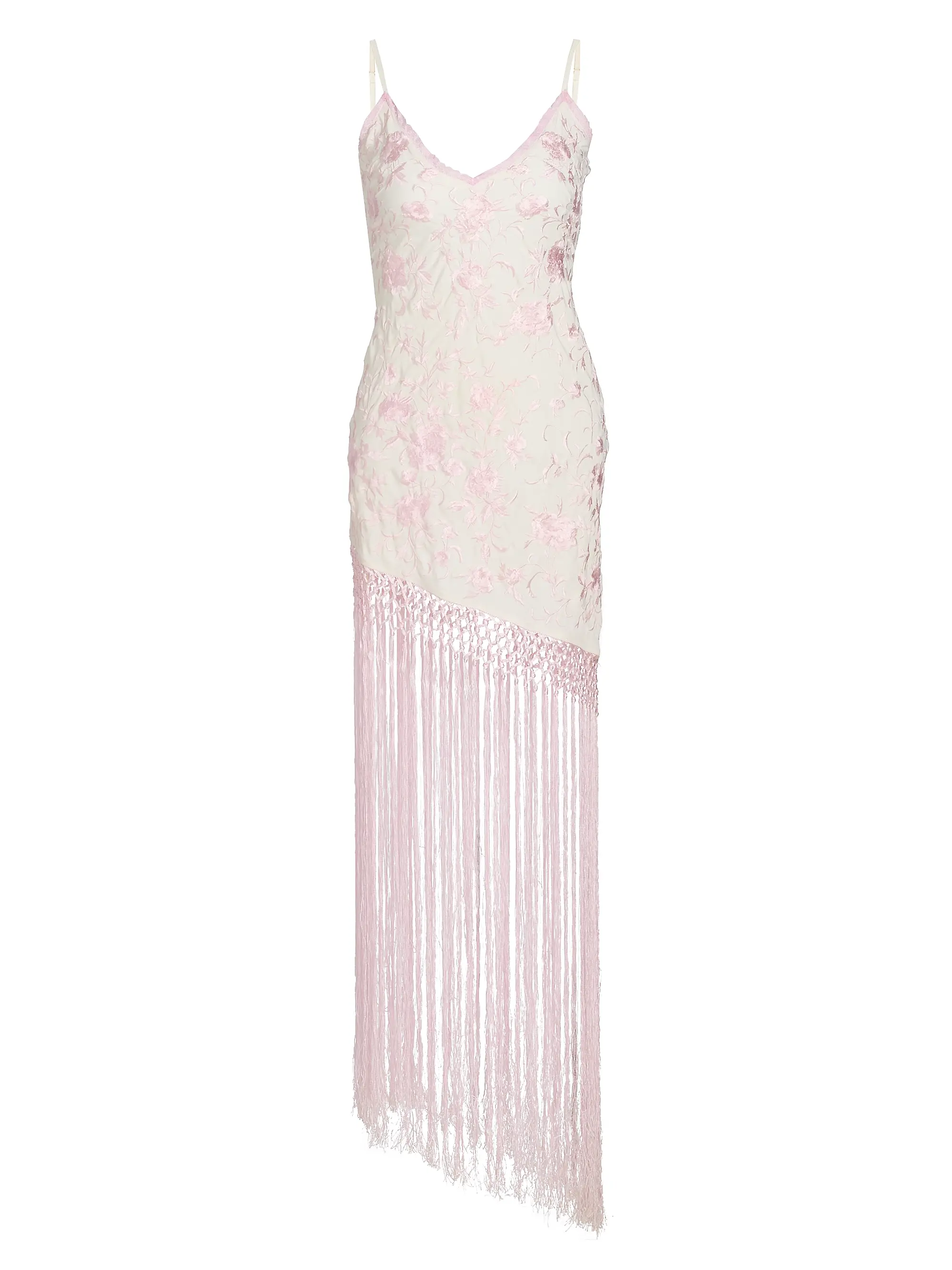 Evalette Floral Jacquard Fringed Minidress