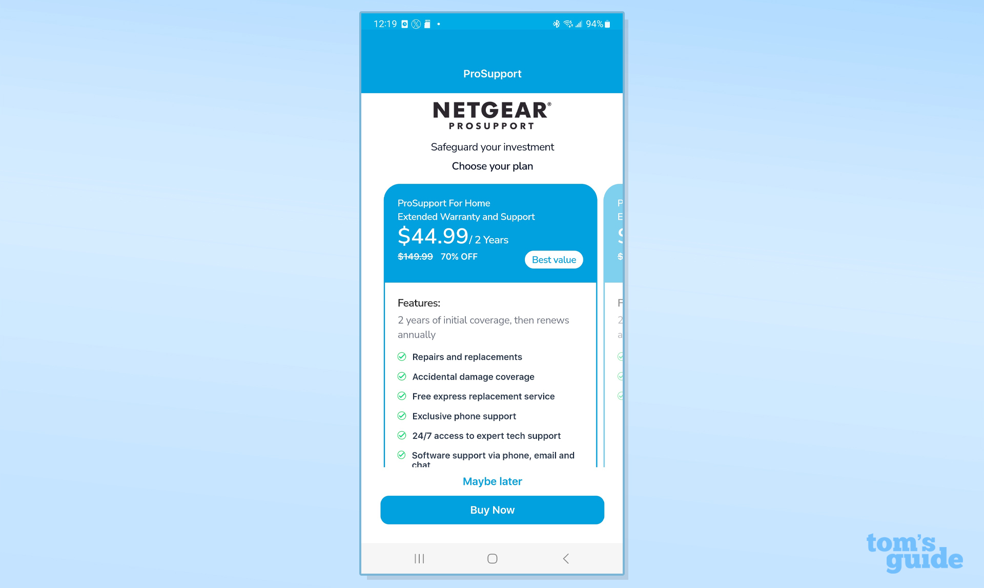 Netgear Orbi RBE973 app captura de pantalla