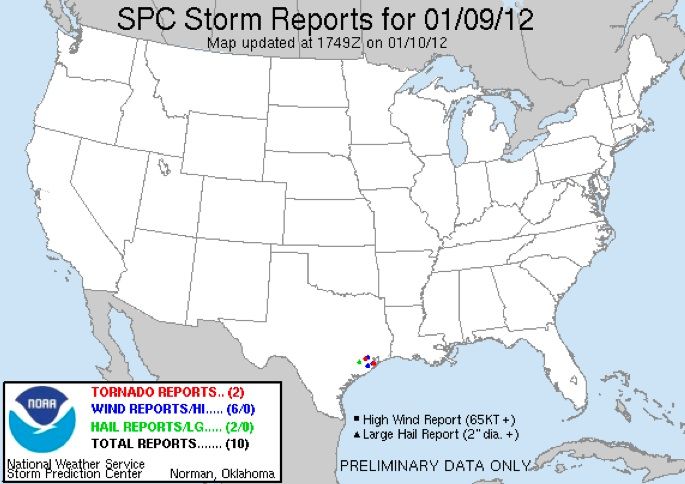 texas tornado reports jan. 9