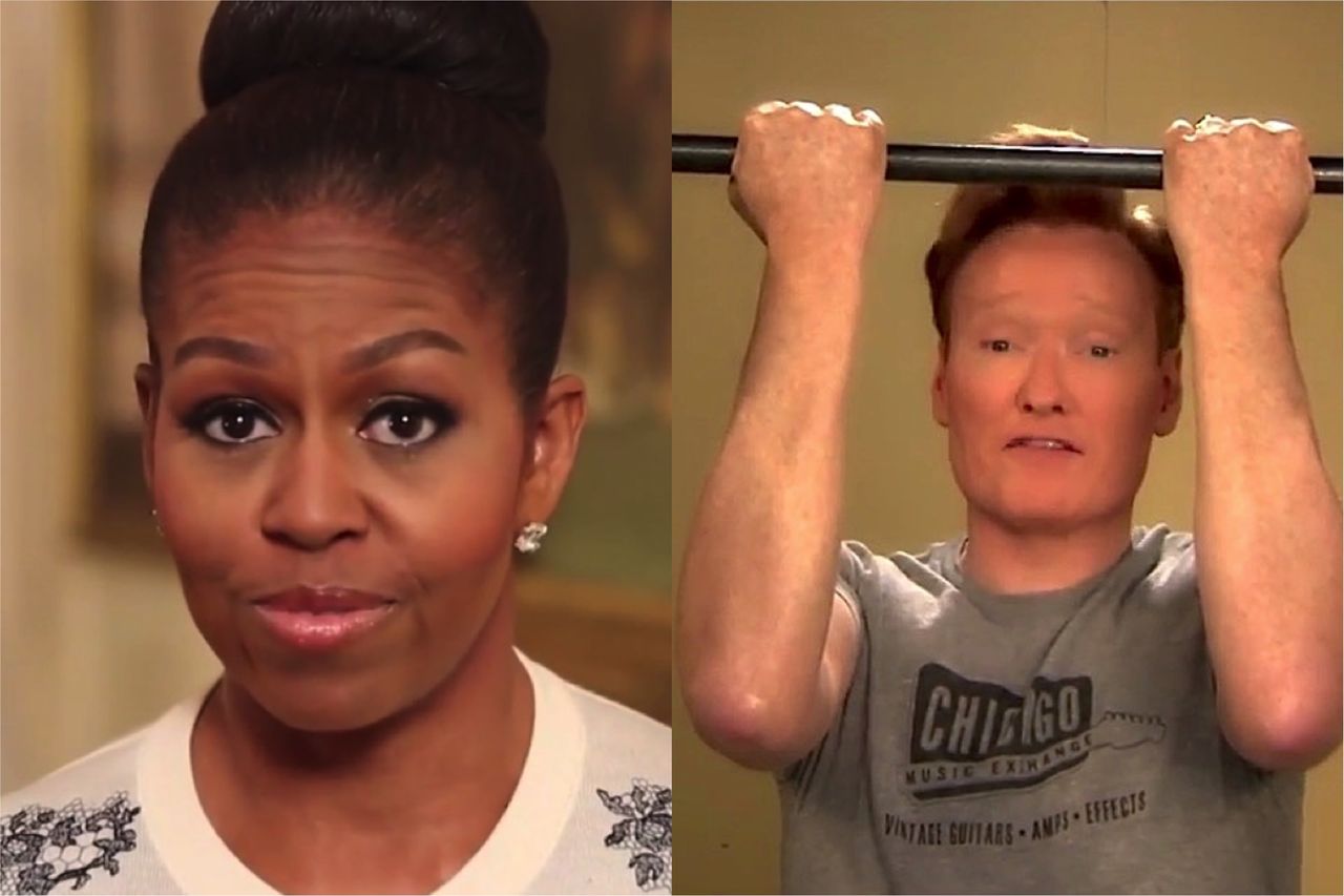 Conan sort of did Michelle Obama&amp;#039;s 5 push-up challenge