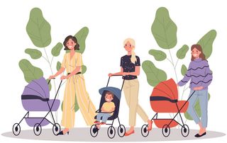 Women-with prams in the park
