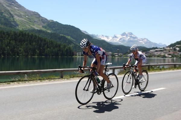 Mara Abbott (US National Team) leads Emma Pooley (Cervleo TestTeam) in the stage's decisive break.