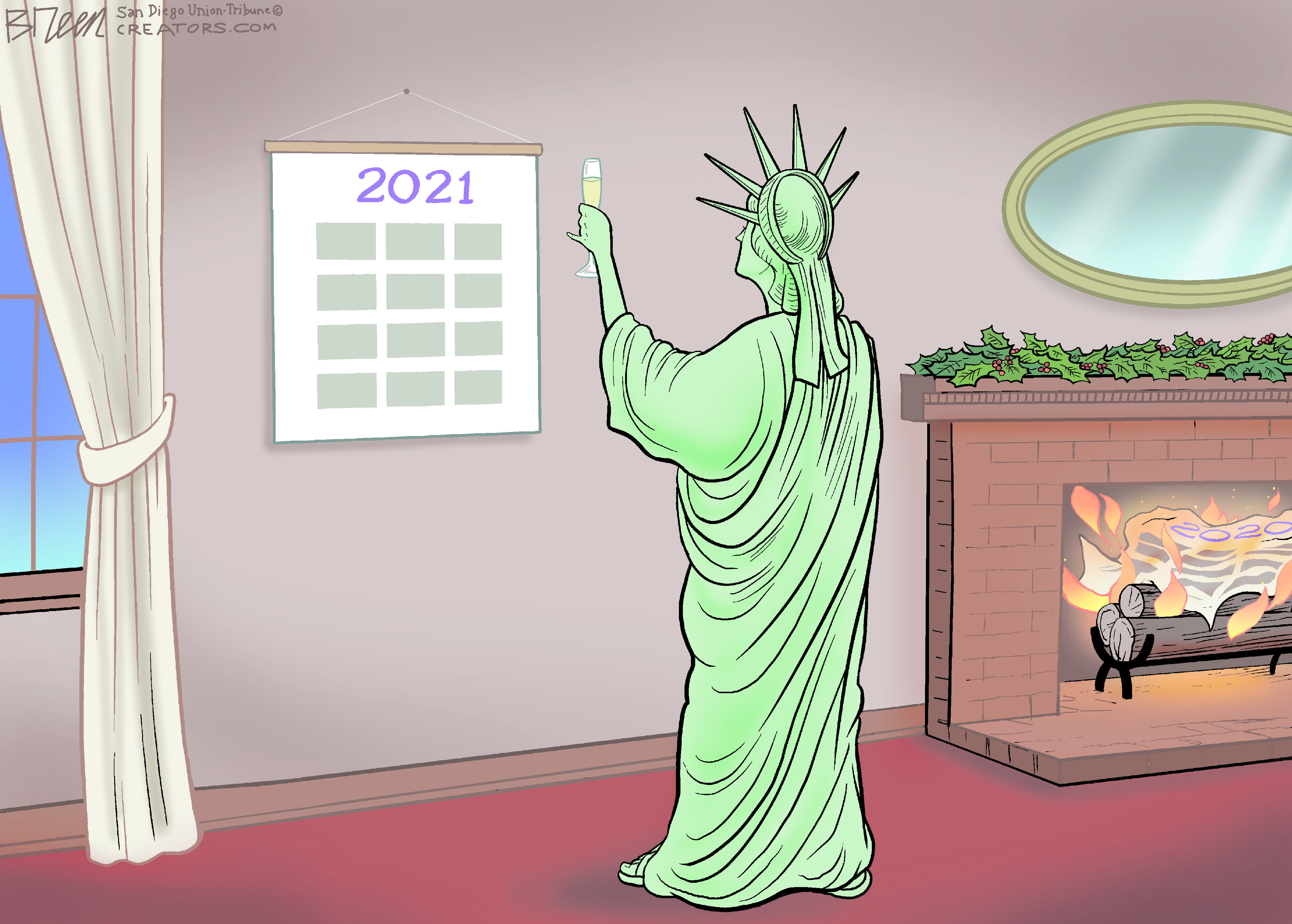 Editorial Cartoon U.S. Statue of Liberty Freedom 2021 New Years | The Week